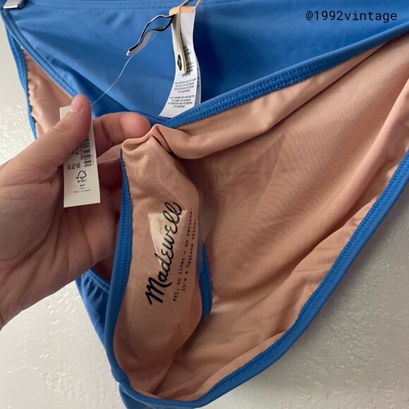 NWT Madewell Scrunchy Strap Mid-Rise Bikini Set Ornamental Blue | Size L - Picture 6 of 7